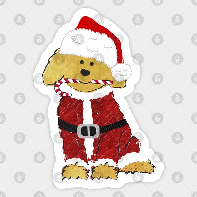 Christmas Goldendoodle Santa Claus Sticker by EMR_Designs